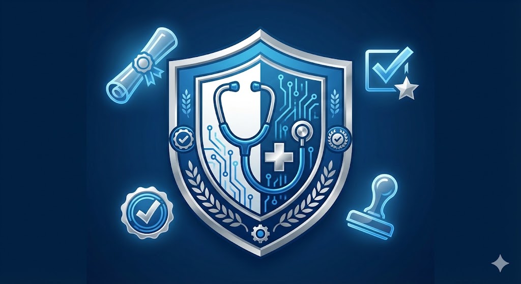 Clinical professional reviewing digital safety documentation